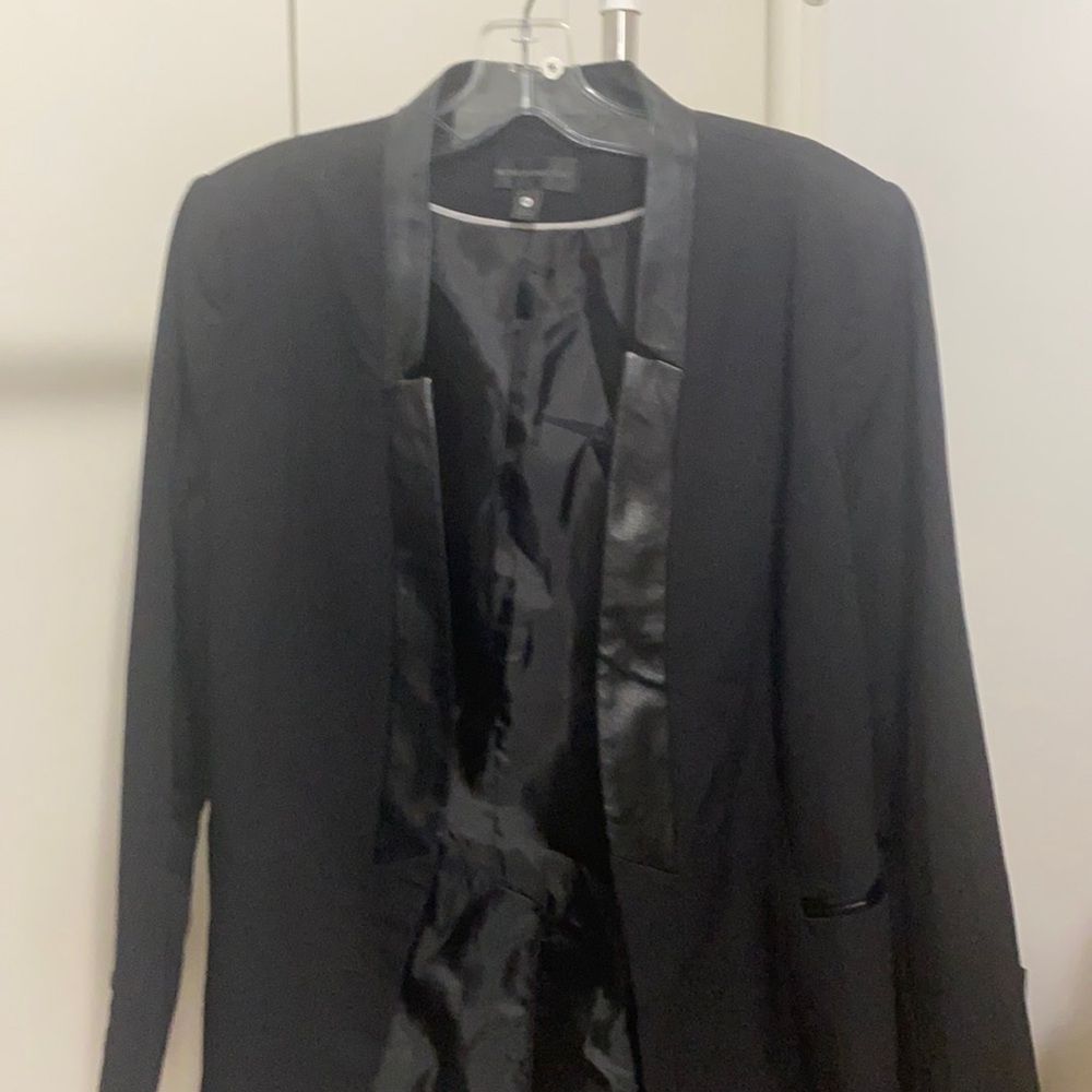 Black blazer with leather trim